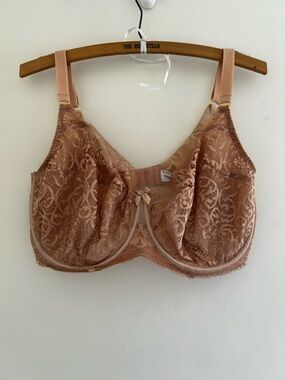 Sculptresse Estel Full Coverage Stretch Lace Bra Honey Tan Nude Size 38G (UK)